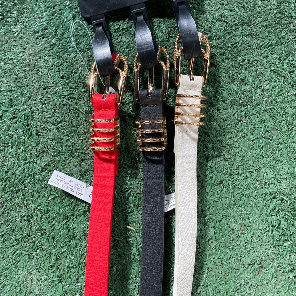 Belts | NWT Fashion Faux Leather Thin Belts - Set of 3